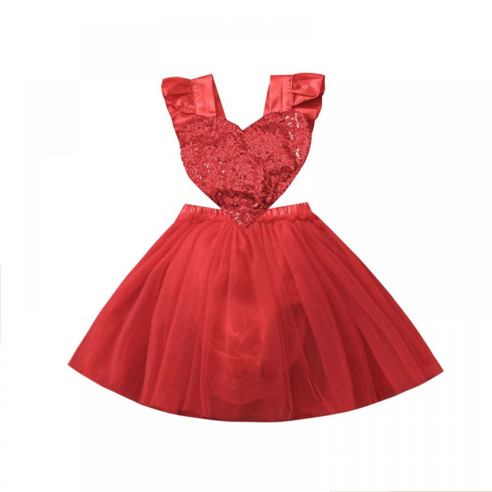 MOQ 3PCS Girl Love Harness Gauze Bow Tie Princess Dress Wholesale Baby Girl Clothes