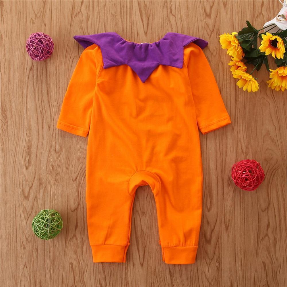 Baby Halloween Style Pumpkin Print Long Sleeve Jumpsuit Baby Clothes Wholesale Bulk