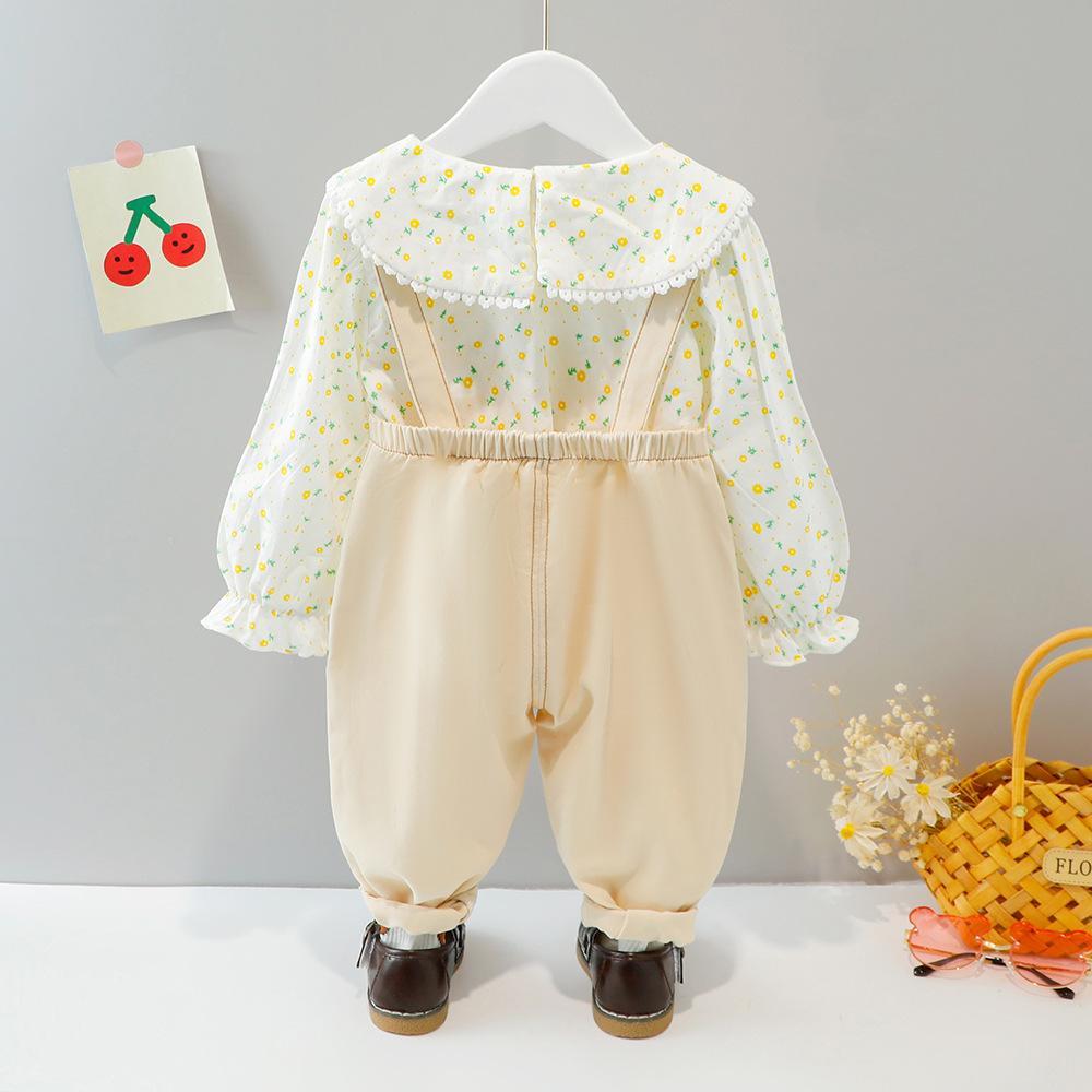 Baby Girls Spring/Autumn Long Sleeve Fashion Shirt Suspenders Set Baby Wholesale Suppliers