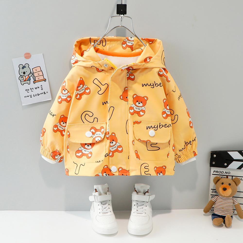 Baby Boys Autumn Long-sleeve Cartoon Bear Hooded Windbreaker Babywear Wholesale