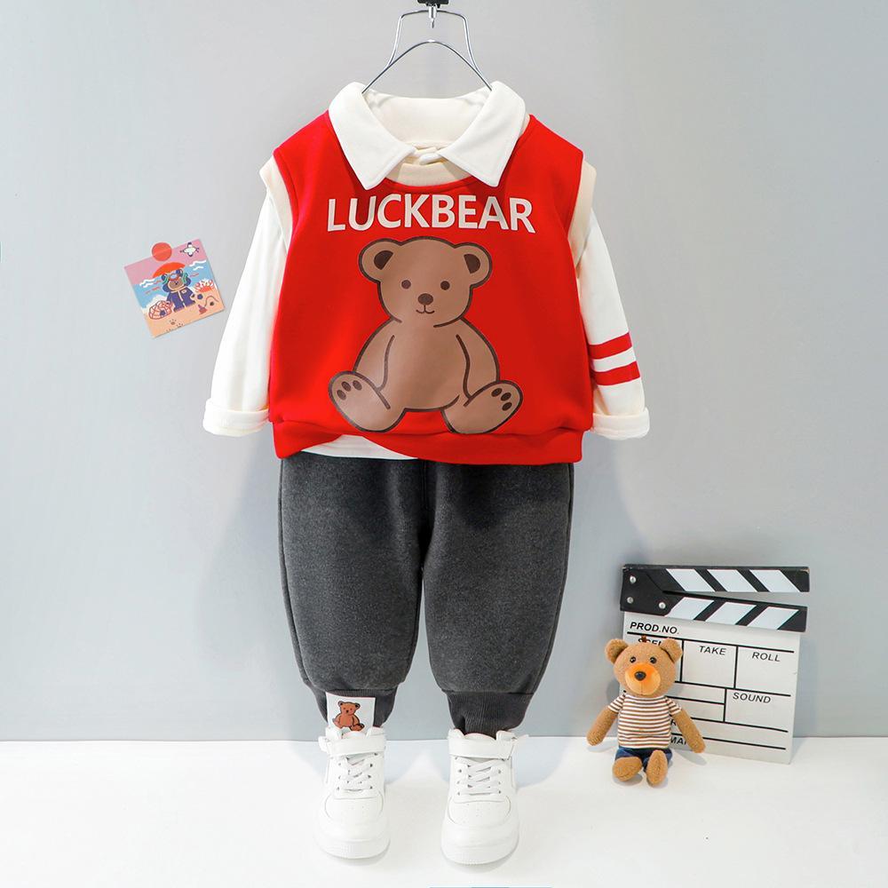 Baby Boys Autumn/winter Cartoon Bear Long-sleeve Set Baby Wholesales