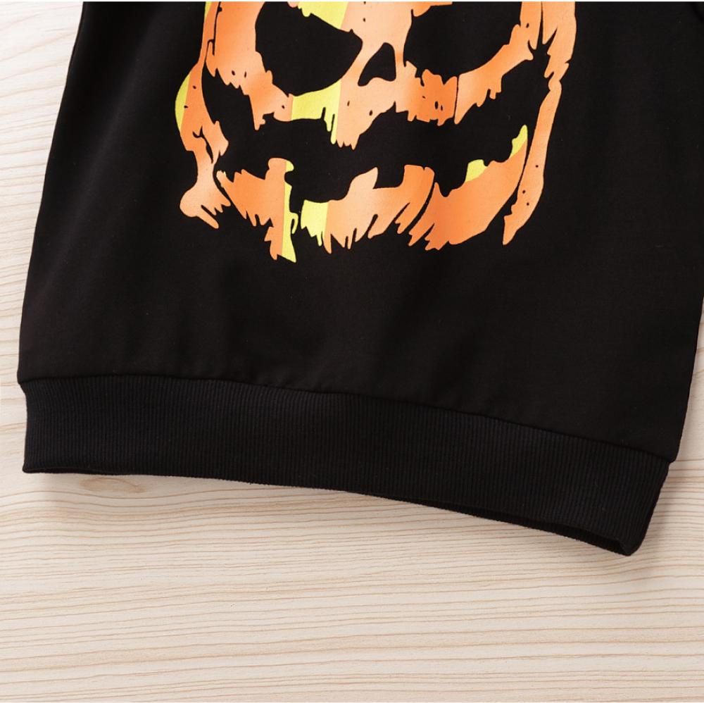 Boys Autumn Winter Halloween Pumpkin Head Printed Long Sleeve Round Neck Pullover Bulk Childrens Clothes