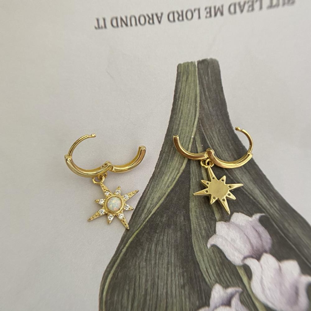 Women Ins Fashion S925 Sterling Silver Plated Eight Star Earrings Wholesale