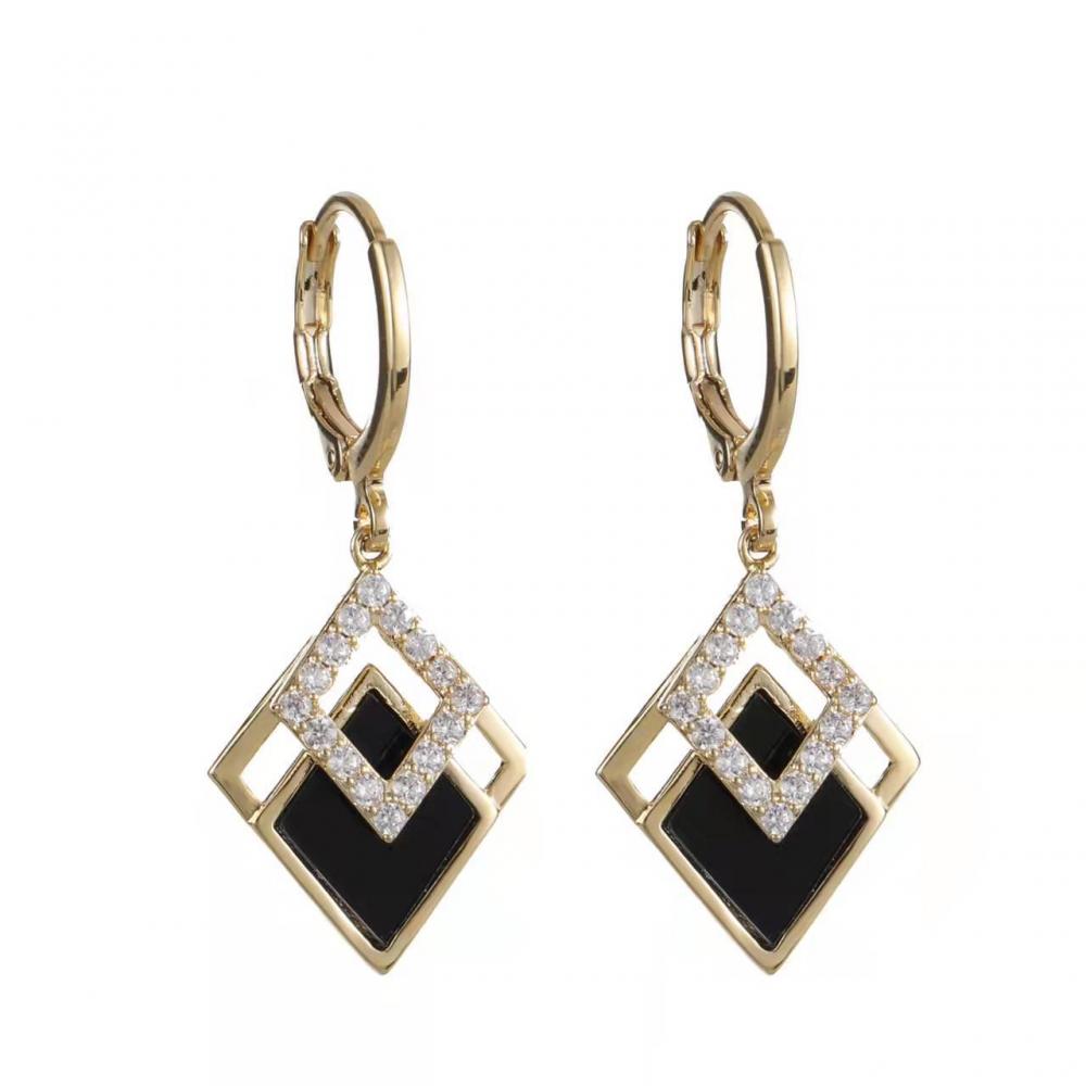 Women Black Diamond Style Versatile Earrings Wholesale