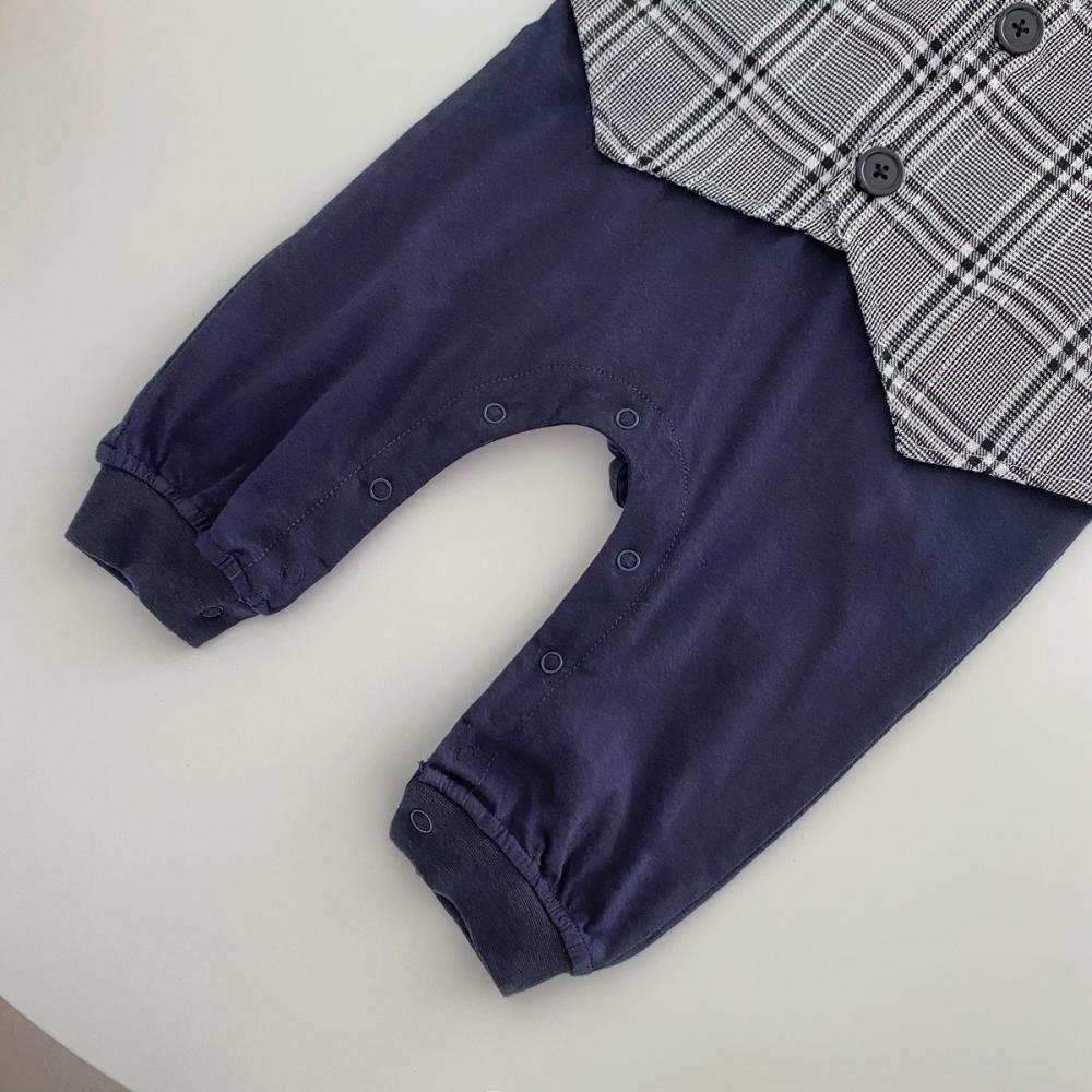 Boys Gentlemen Fake Two Pieces Romper Wholesale Baby Rompers