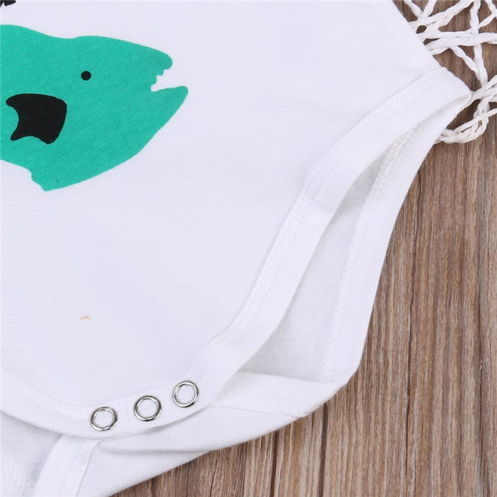 Boys Summer Baby Boy Letter Fish Print Short Sleeve Round Neck Jumpsuit Baby Summer Clothes