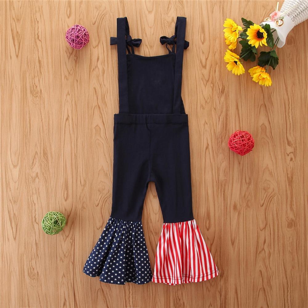 Girl's Personality Strap Flared Leg Jumpsuit Girls Clothes Wholesale