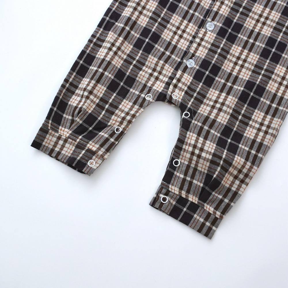 Boys Autumn Long Sleeve Plaid Jumpsuit Wholesale Baby Rompers