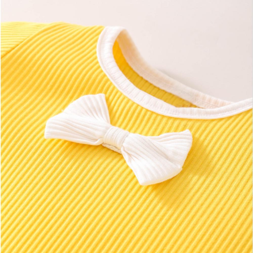 Girls Summer Baby Girl Bow Yellow Pit Strip Short Sleeve Jumpsuit Buy Baby Clothes Wholesale