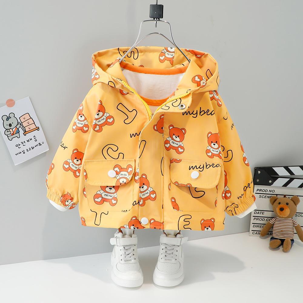 Baby Boys Autumn Long-sleeve Cartoon Bear Hooded Windbreaker Babywear Wholesale