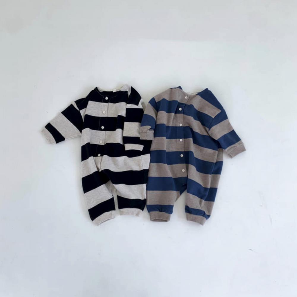 Baby Boys Autumn Striped Long-sleeved Jumpsuit Baby Clothing In Bulk