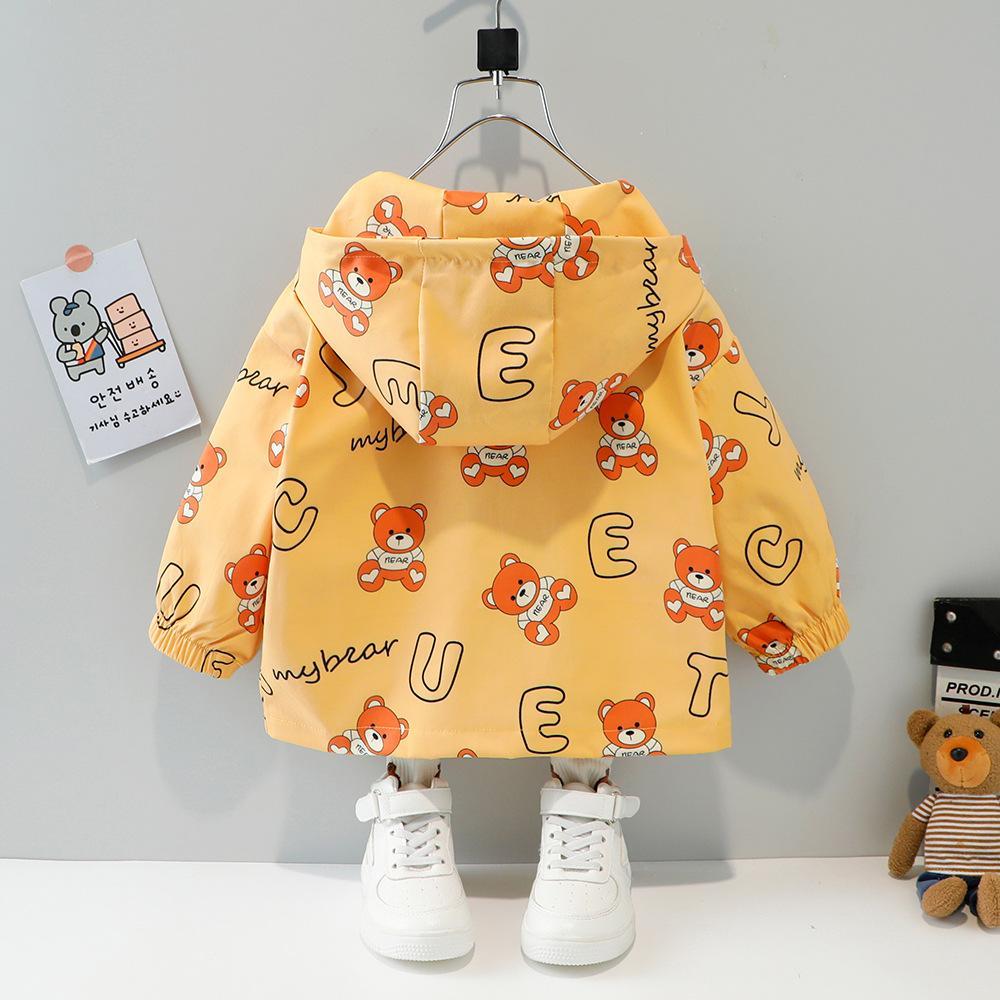 Baby Boys Autumn Long-sleeve Cartoon Bear Hooded Windbreaker Babywear Wholesale