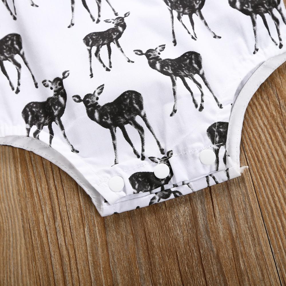 0~2Y Children's Clothing New European and American Trend Girls Romper Fawn Print Suspender Jumpsuit + Headband Wholesale Baby Clothes