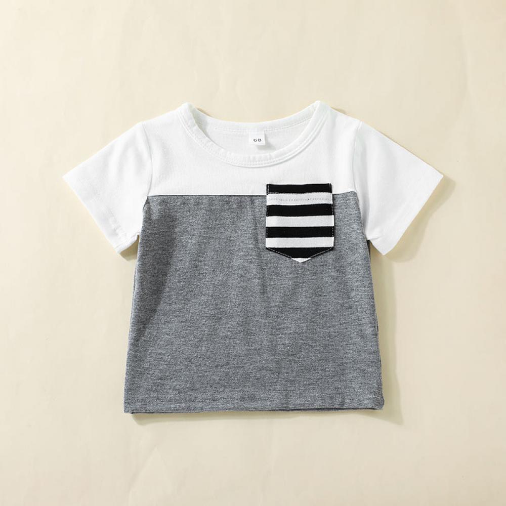 Baby Boys Summer Leisure Set Stripe Pocket Patch Top and Shorts Wholesale Childrens Boutique Clothing Suppliers
