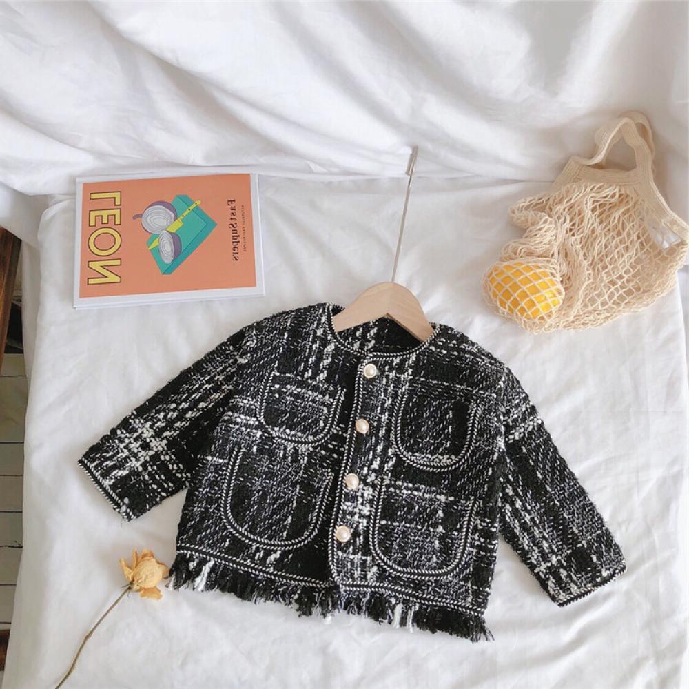 Girls Spring/autumn Tassel Long-sleeve Coat Wholesale Girl Clothing