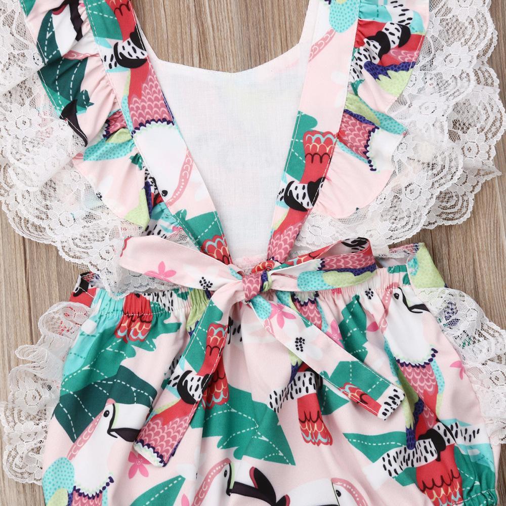 Girls' Sleeveless Lace Open Back Bow Jumpsuit Toddler Girls Wholesale