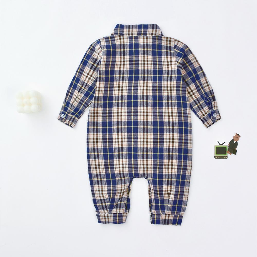 Boys Autumn Long Sleeve Plaid Jumpsuit Wholesale Baby Rompers