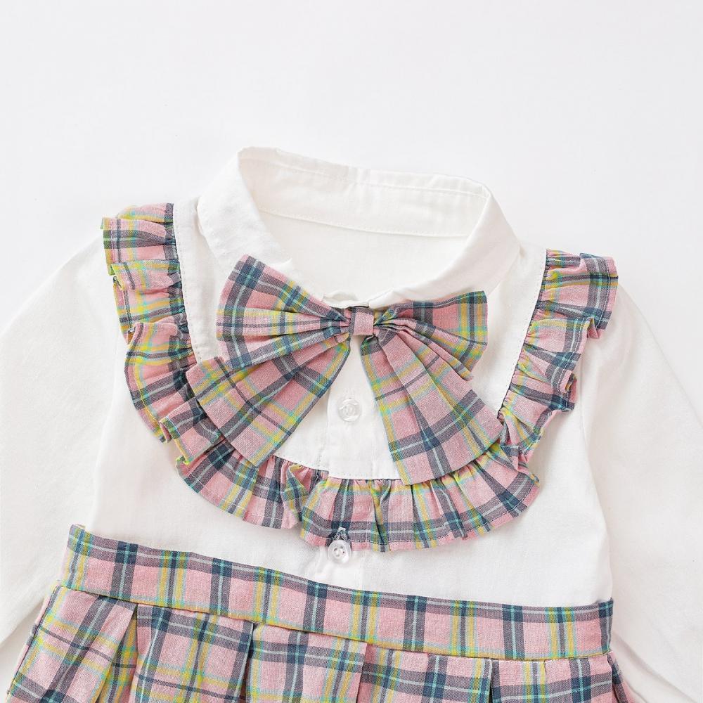 Girls Plaid Lolita Long-sleeve Jumpsuit Wholesale Baby Rompers