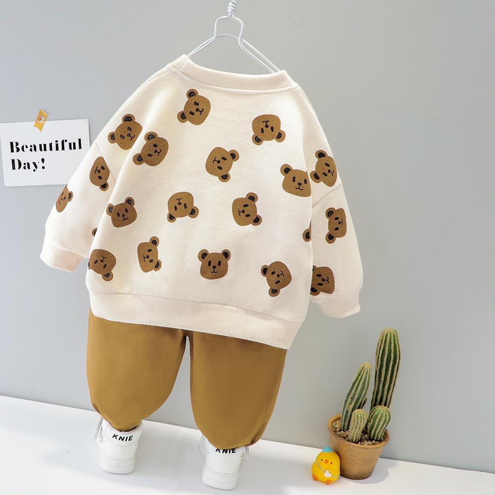 Girls Korean Cartoon Printed Top and Trousers Set Baby Wholesale Suppliers