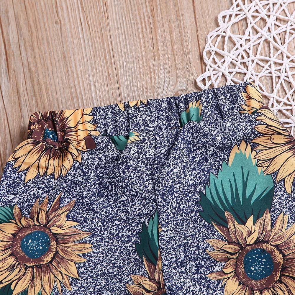 Girls' Sunflower Print Wide Leg Pants Wholesale Little Girl Clothes