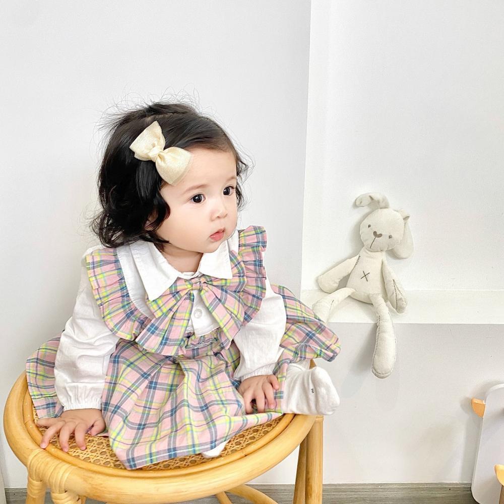 Girls Plaid Lolita Long-sleeve Jumpsuit Wholesale Baby Rompers