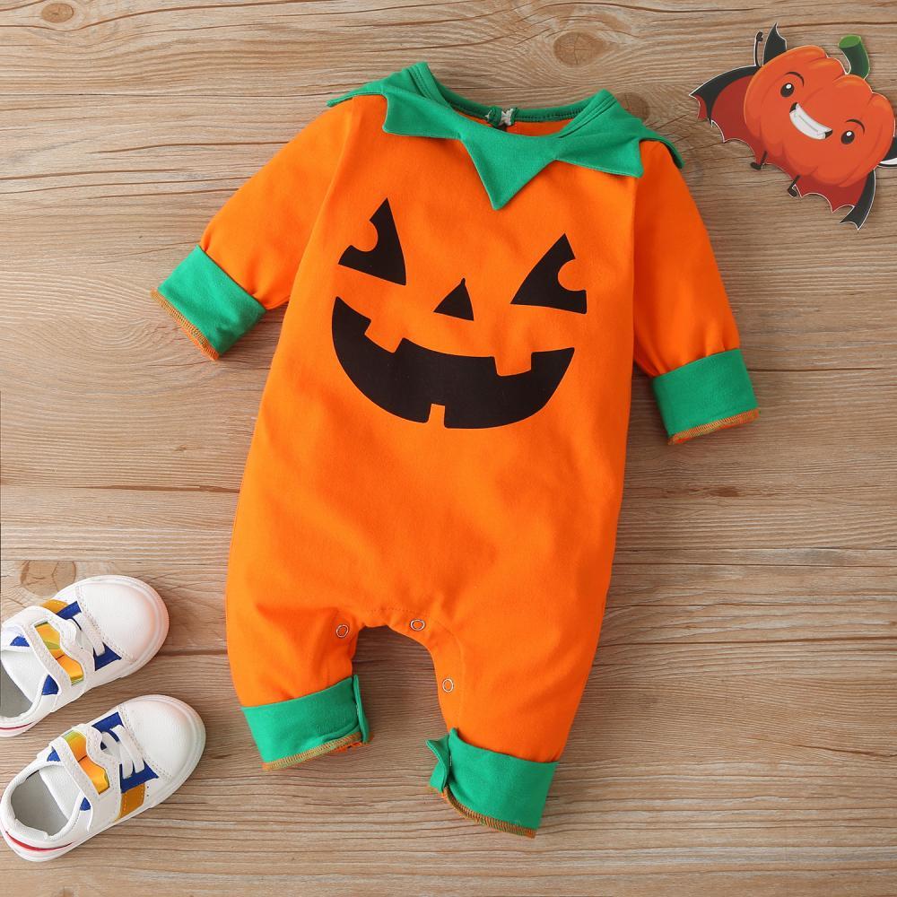 Baby Halloween Style Printed Long Sleeve Jumpsuit Baby Clothing Wholesale