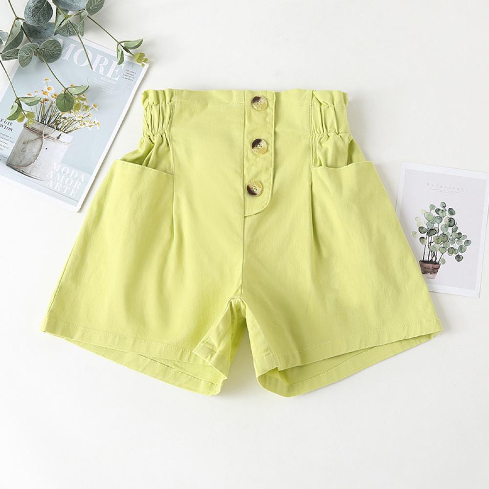 Girls' Solid High Waist Shorts Wholesale Little Girl Boutique Clothing