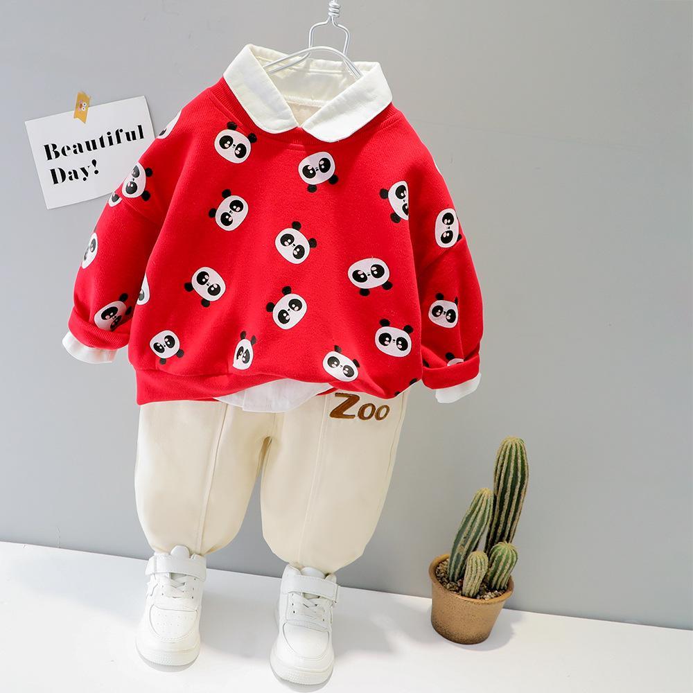 Girls Korean Cartoon Printed Top and Trousers Set Baby Wholesale Suppliers