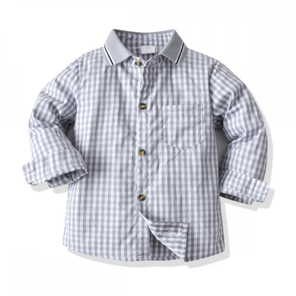 Boys Spring/autumn Plaid Shirt Lapel Cardigan Baby Boys Clothing Wholesale