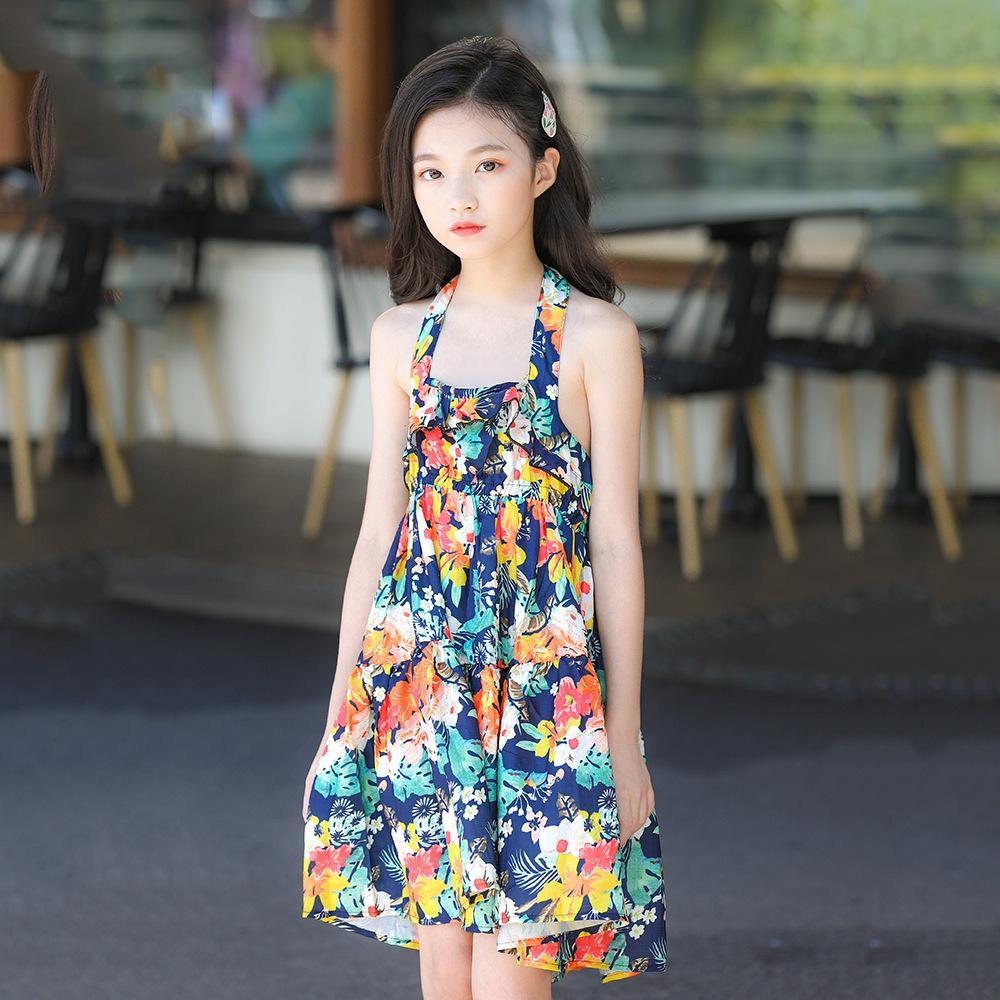 Girls Summer Girls' Floral Chiffon Ruffle Princess Skirt Girl Dresses Wholesale