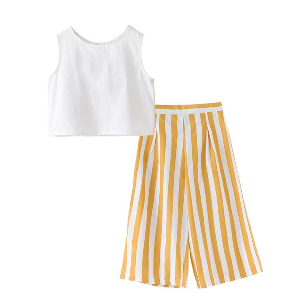 Girls Summer Girls' Sleeveless Top & Striped Pants Girls Boutique Clothes Wholesale