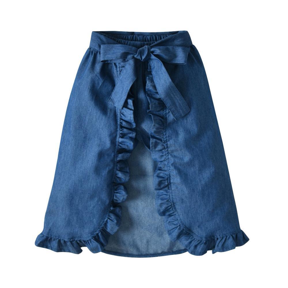 Girls Summer Girls Lace Short Sleeve Top & Denim Skirt & Denim Shorts Three Piece Set Girls Dress Wholesale
