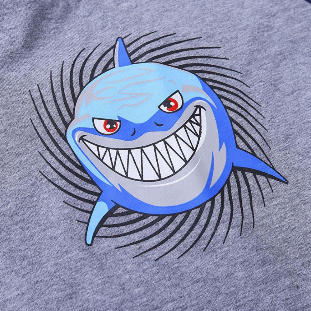 Boys Summer Boys' Shark Print Crew Neck Short Sleeve T-Shirt & Shorts Boy Summer Outfits