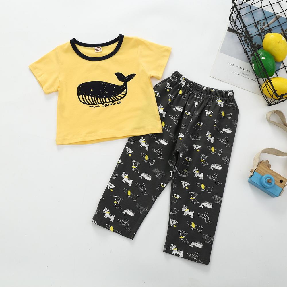 Boys Summer Boys' Whale Print Short Sleeve T-Shirt & Pants Wholesale Boy Boutique Clothing