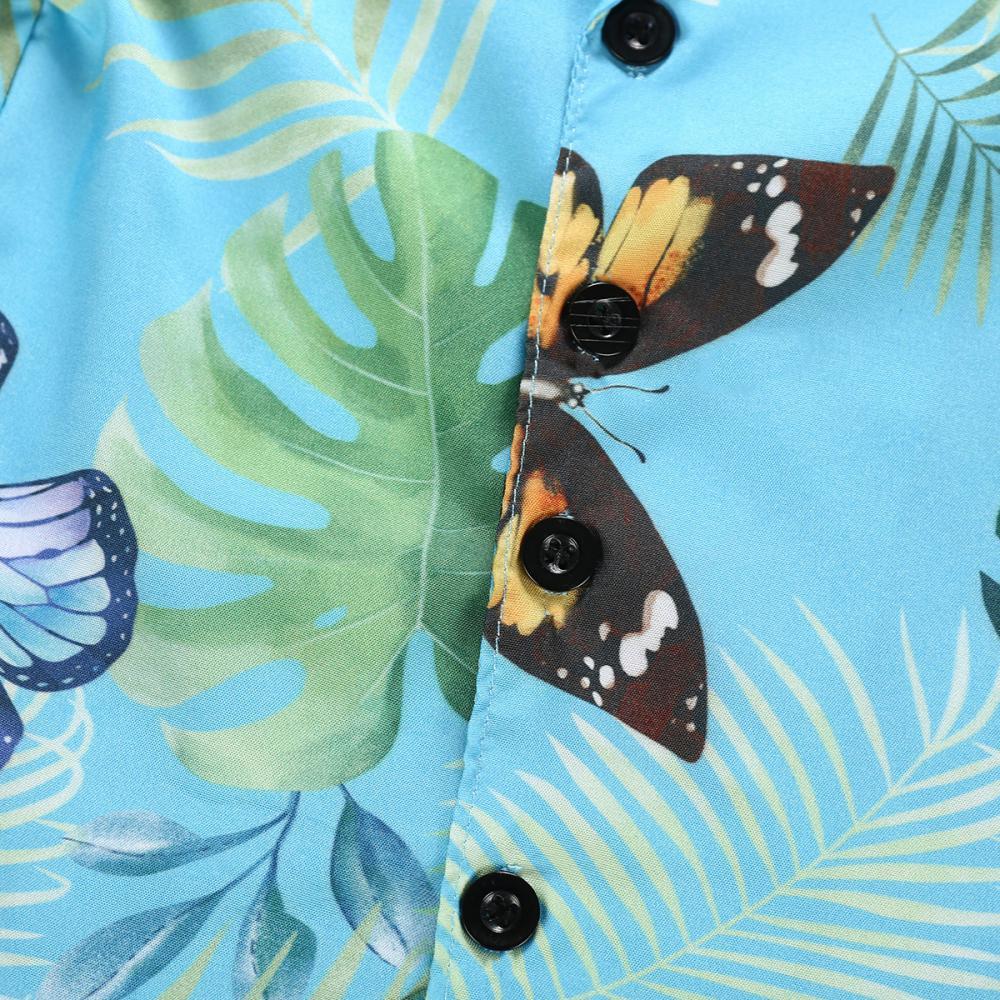 Boys Summer Boys' Butterfly Leaf Print Short Sleeve Shirt & Solid Shorts Boy Clothing Wholesale