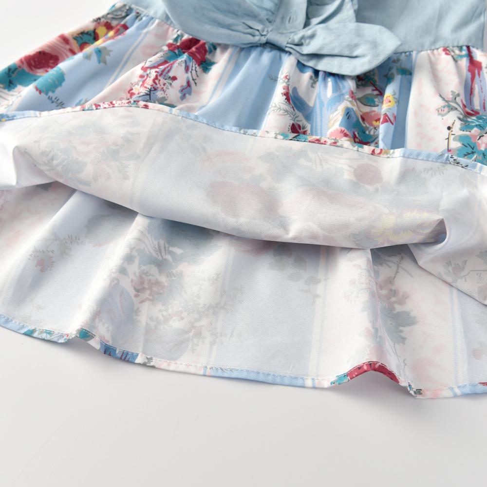 Girls Summer Girls' Sleeveless Denim Bow Floral Print Dress Wholesale Girls Tutus