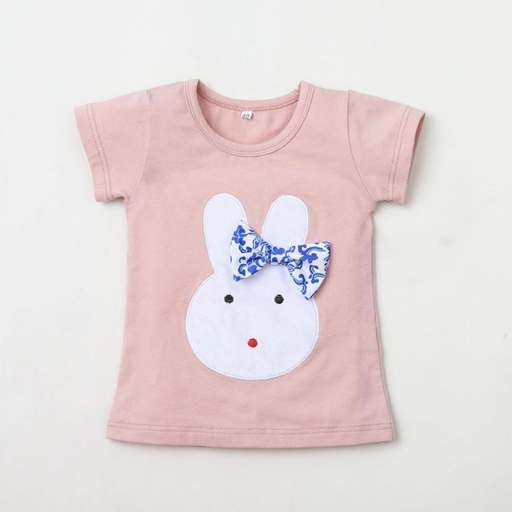Girls Summer Girls Rabbit Print Short Sleeve T-Shirt & Shorts Wholesale Clothing For Girls