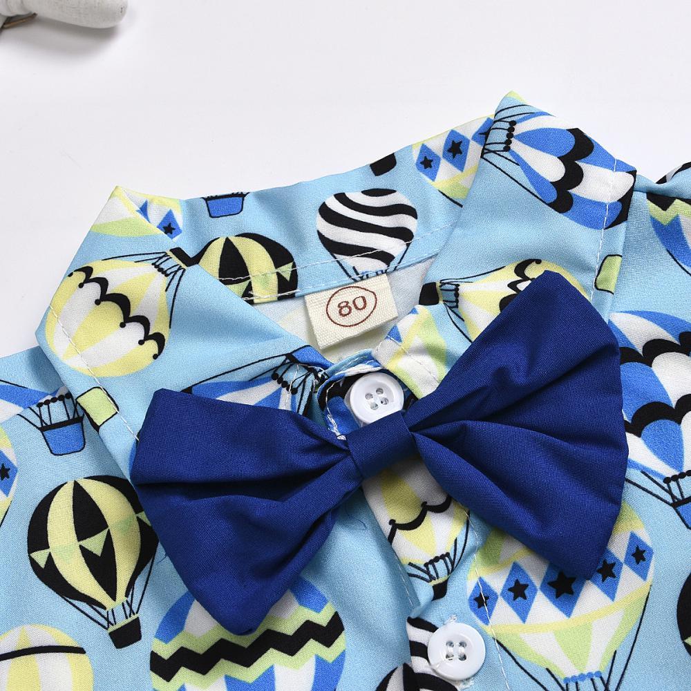 Boys Summer Boys' Balloon Print Lapel Short Sleeve Shirt & Solid Shorts Wholesale Toddler Boy Clothing