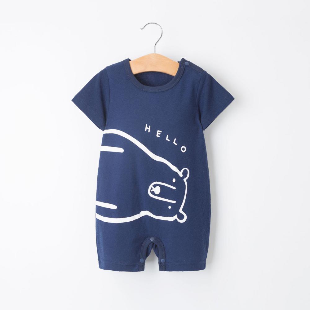 Boys Summer Baby Boy's Bear Letter Print Solid Short Sleeve Jumpsuit Baby Clothes Wholesale Bulk