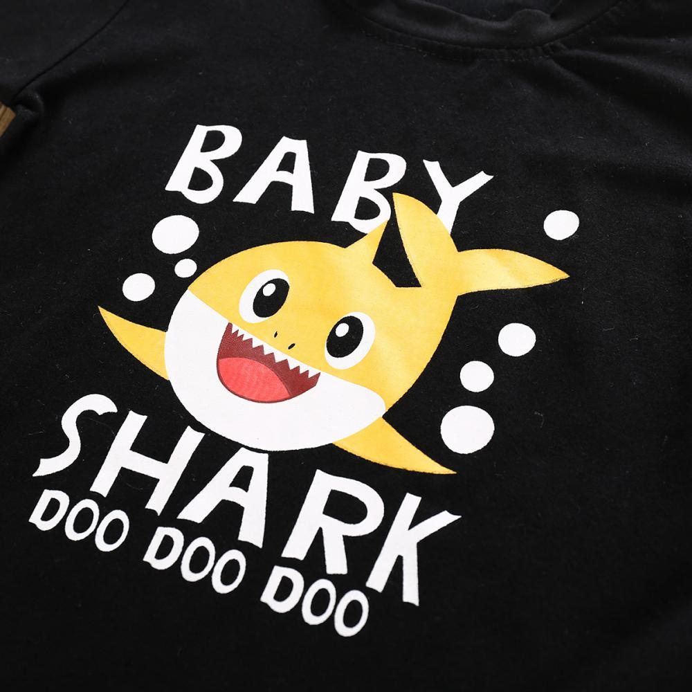 Girls Summer Girls Cartoon Shark Print Short Sleeve T-Shirt & Denim Shorts Wholesale Little Girls Clothes