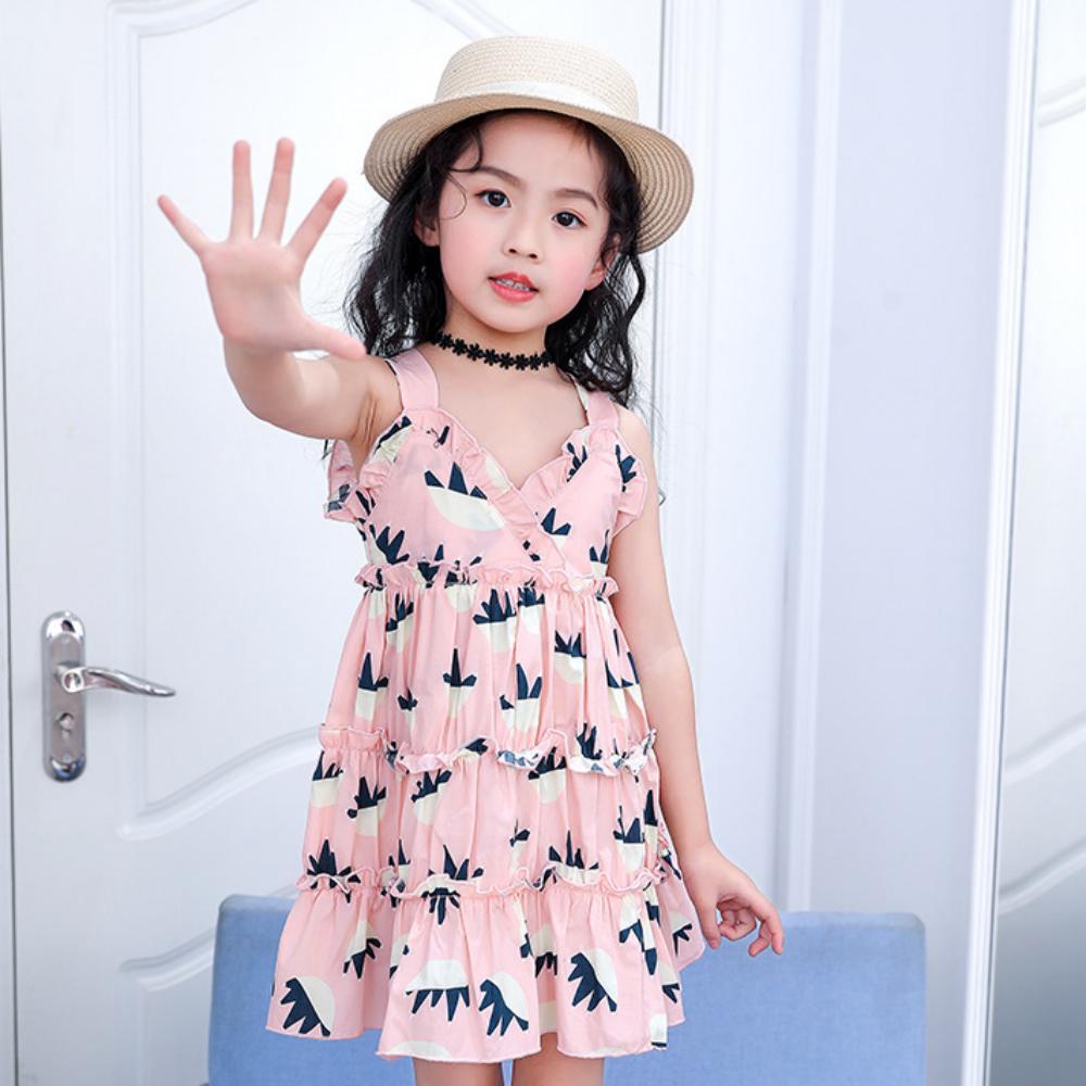 Girls Summer Girls' Print Princess Dress With Suspenders Wholesale Girls Clothing