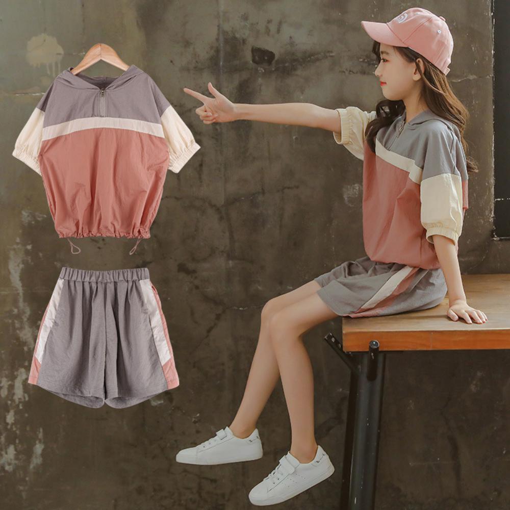 Girls' Loose Short Sleeve Top & Shorts Wholesale Girl Dresses