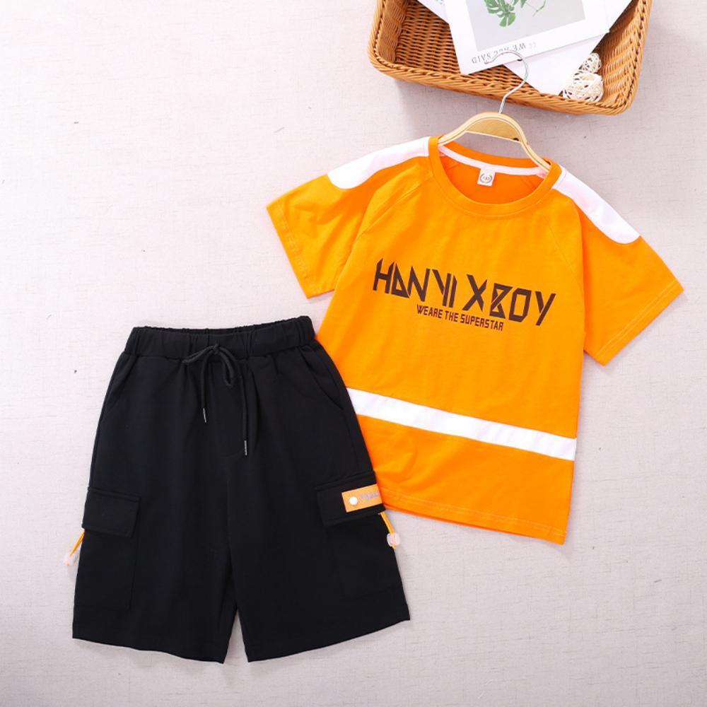 Boys Summer Boys' Letter Print Crew Neck Short Sleeve T-Shirt & Shorts Little Boys Wholesale Clothing