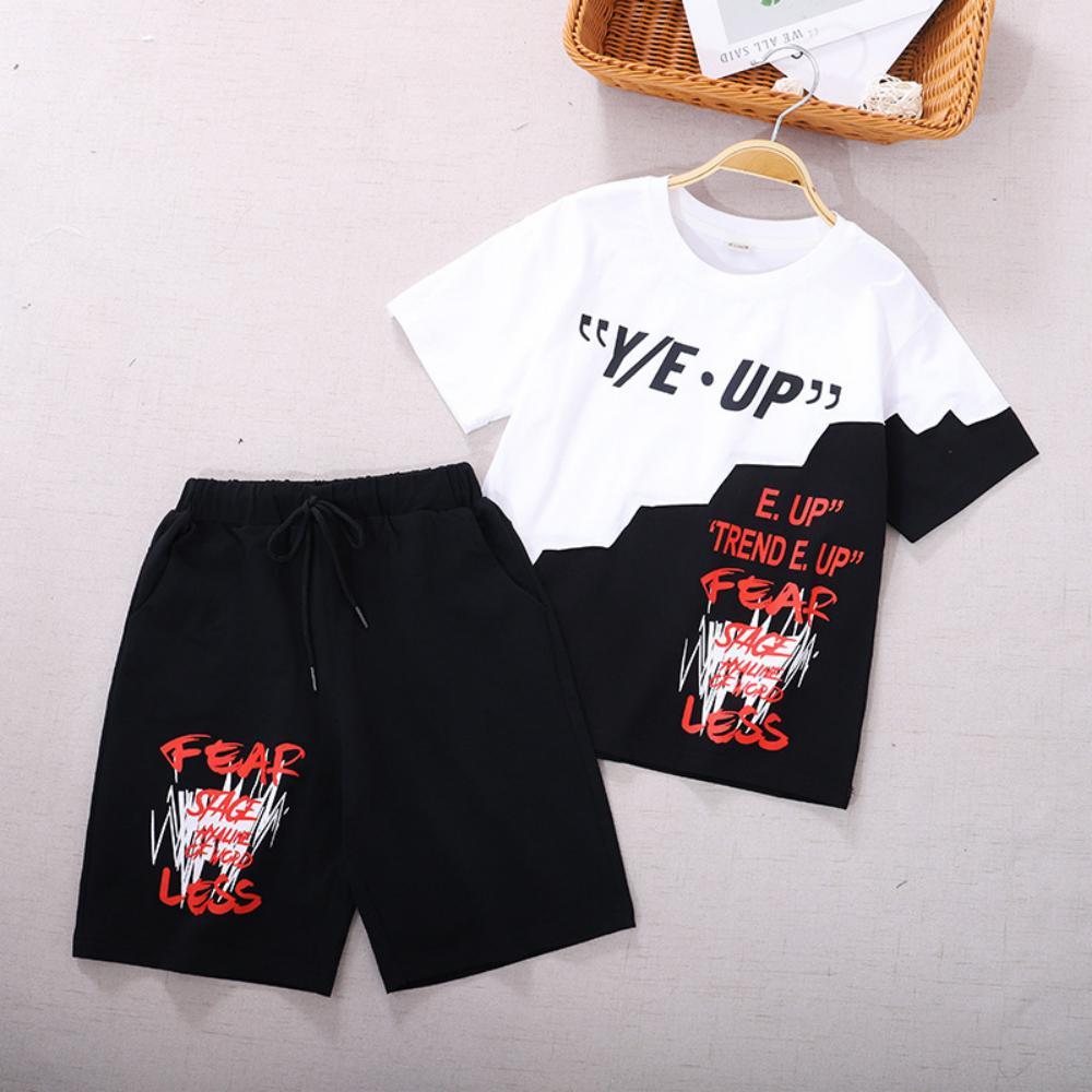 Boys Summer Boys' Letter Print Crew Neck Short Sleeve T-Shirt & Shorts Wholesale Boys Clothing