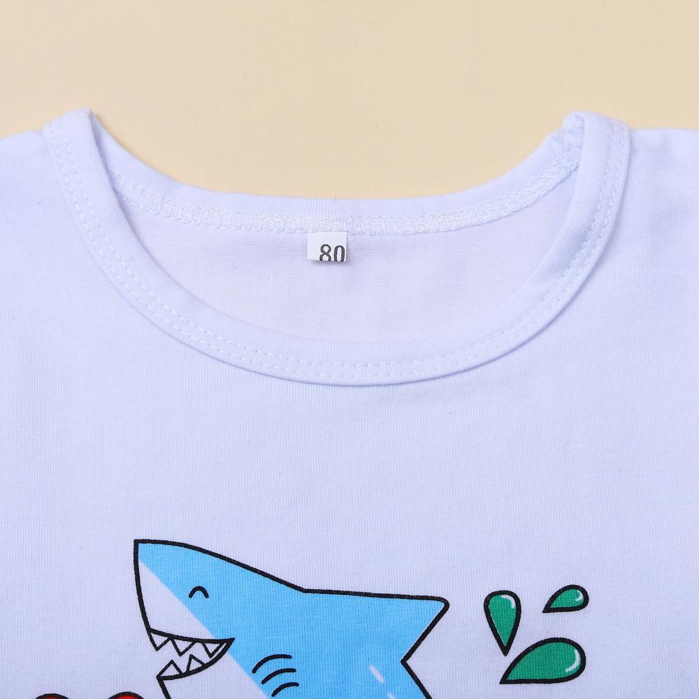Bosy Summer Baby Boys' Shark Letter Print Crew Neck Short Sleeve T-Shirt & Shorts Boy Clothes Wholesale
