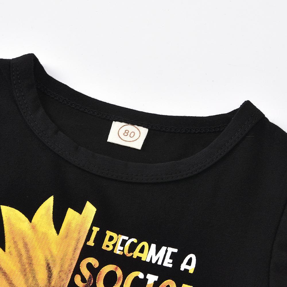 Boys Summer Boys' Sunflower Letter Printed Round Neck Short Sleeve T-Shirt & Denim Shorts Wholesale Boys Suits