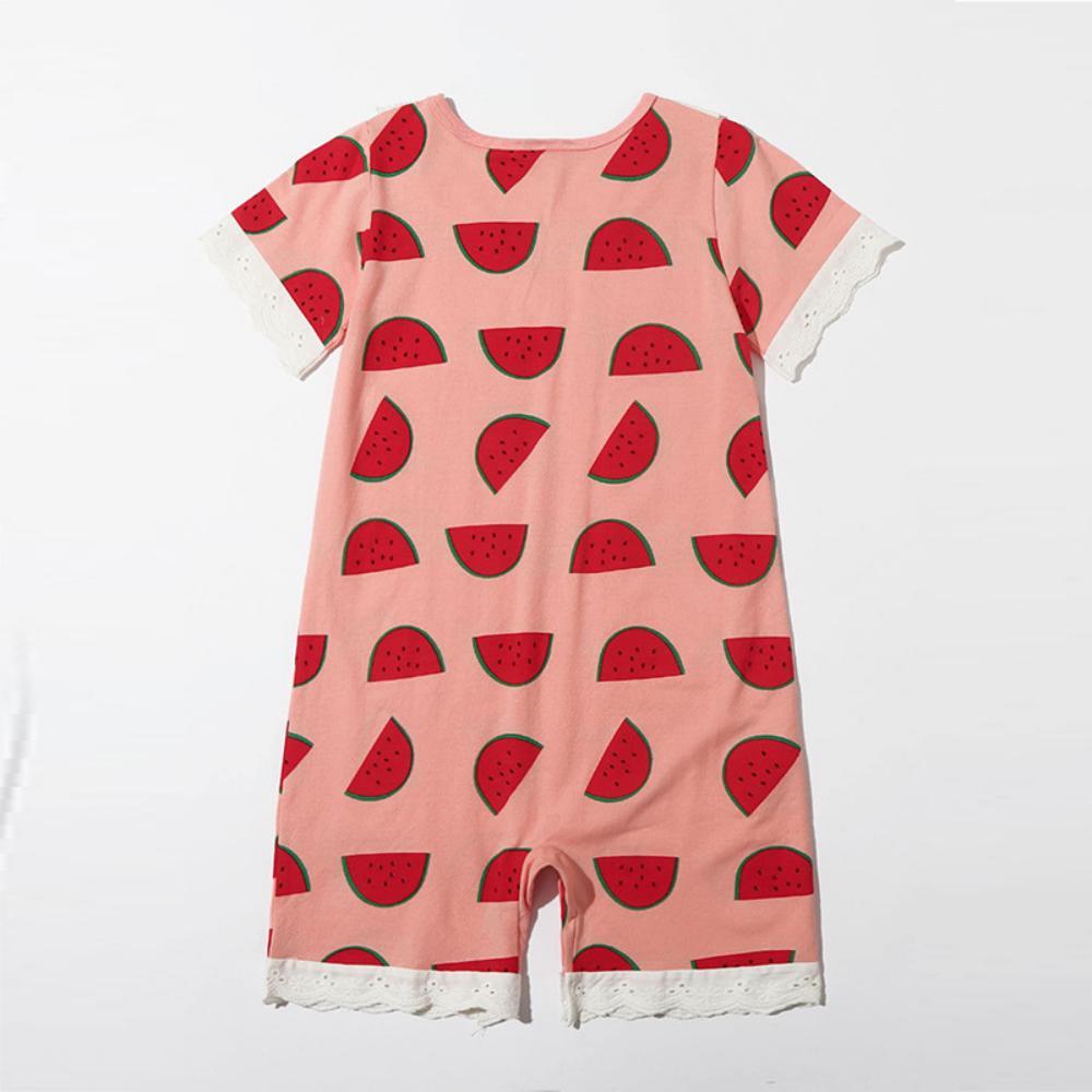 Girls Summer Girls' Watermelon Print Short Sleeve Jumpsuit Wholesale Clothing For Girls