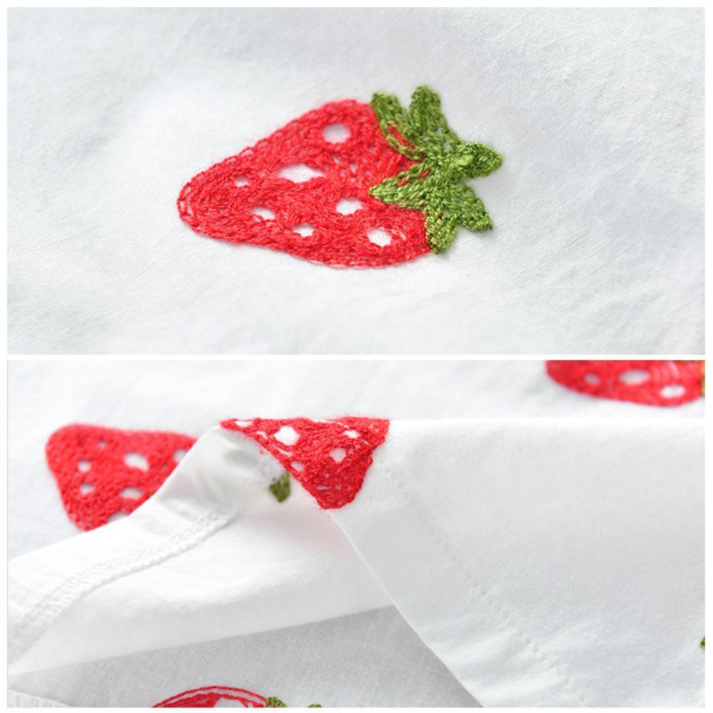 Girls Summer Girls' Strawberry Print Short Sleeve Top Girls Wholesale Dresses