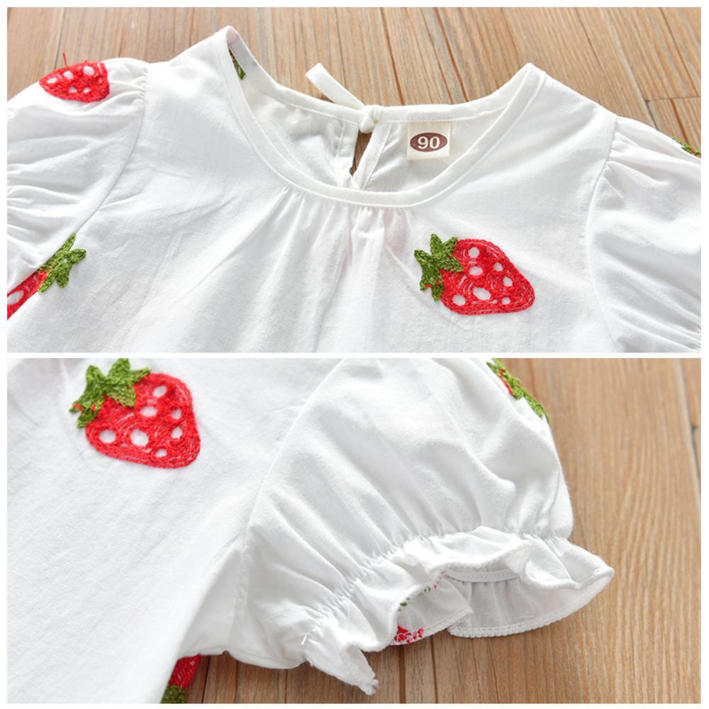 Girls Summer Girls' Strawberry Print Short Sleeve Top Girls Wholesale Dresses