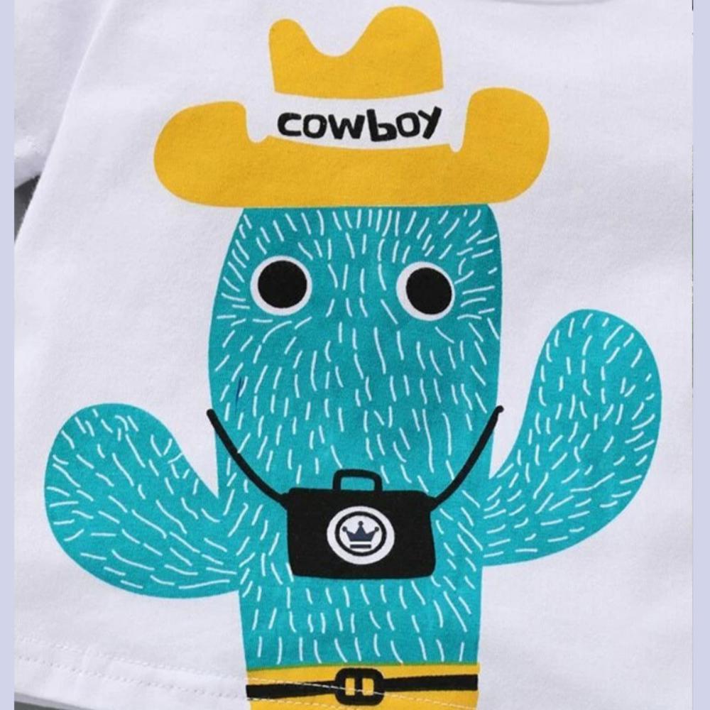 Boys Summer Boys' Cactus Printed Short Sleeve T-Shirt & Solid Shorts Wholesale Toddler Boy Clothes